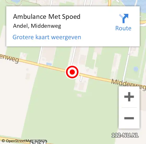 Locatie op kaart van de 112 melding: Ambulance Met Spoed Naar Andel, Middenweg op 26 oktober 2019 13:48