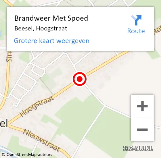 Locatie op kaart van de 112 melding: Brandweer Met Spoed Naar Beesel, Hoogstraat op 26 oktober 2019 13:58