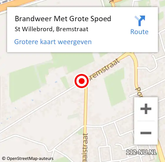 Locatie op kaart van de 112 melding: Brandweer Met Grote Spoed Naar St Willebrord, Bremstraat op 26 oktober 2019 14:07