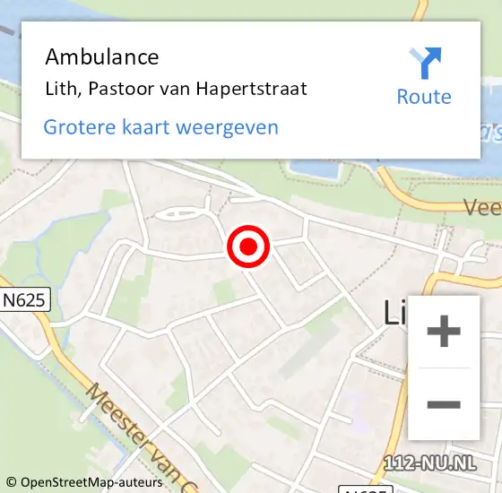 Locatie op kaart van de 112 melding: Ambulance Lith, Pastoor van Hapertstraat op 26 oktober 2019 14:17