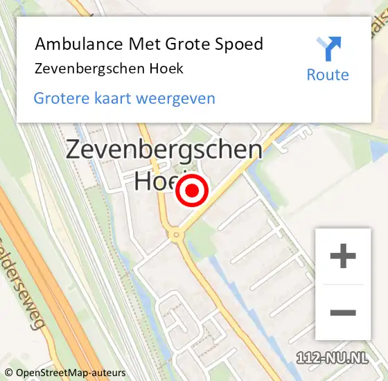 Locatie op kaart van de 112 melding: Ambulance Met Grote Spoed Naar Zevenbergschen Hoek op 26 oktober 2019 14:27