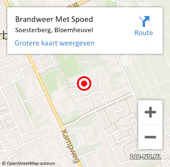 Locatie op kaart van de 112 melding: Brandweer Met Spoed Naar Soesterberg, Bloemheuvel op 26 oktober 2019 14:28