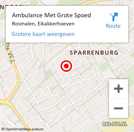 Locatie op kaart van de 112 melding: Ambulance Met Grote Spoed Naar Rosmalen, Eikakkerhoeven op 26 oktober 2019 14:33