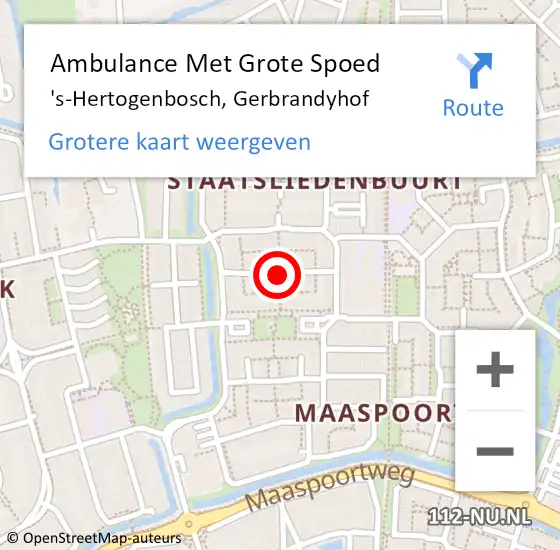 Locatie op kaart van de 112 melding: Ambulance Met Grote Spoed Naar 's-Hertogenbosch, Gerbrandyhof op 26 oktober 2019 14:35