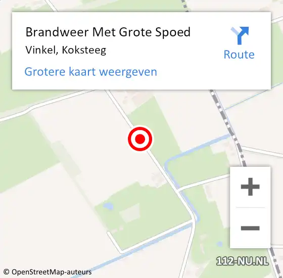 Locatie op kaart van de 112 melding: Brandweer Met Grote Spoed Naar Vinkel, Koksteeg op 26 oktober 2019 15:06