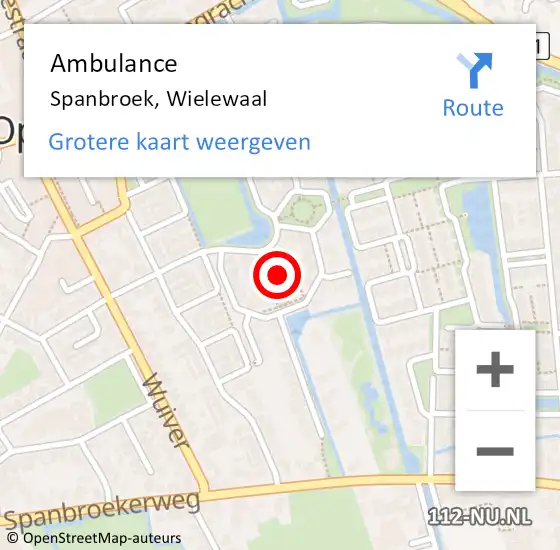 Locatie op kaart van de 112 melding: Ambulance Spanbroek, Wielewaal op 26 oktober 2019 15:20