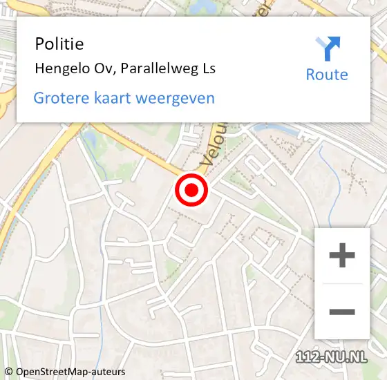 Locatie op kaart van de 112 melding: Politie Hengelo Ov, Parallelweg Ls op 26 oktober 2019 16:00