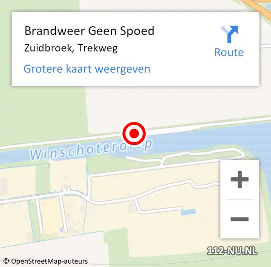 Locatie op kaart van de 112 melding: Brandweer Geen Spoed Naar Zuidbroek, Trekweg op 26 oktober 2019 16:05