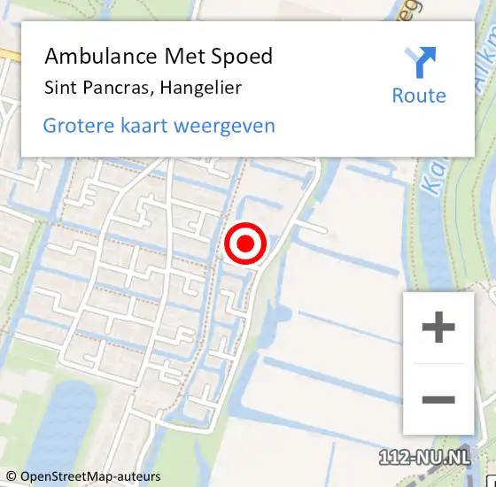 Locatie op kaart van de 112 melding: Ambulance Met Spoed Naar Sint Pancras, Hangelier op 17 april 2014 19:51