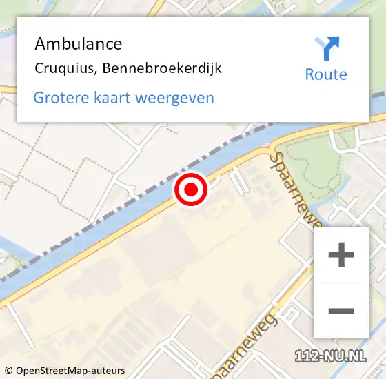 Locatie op kaart van de 112 melding: Ambulance Cruquius, Bennebroekerdijk op 26 oktober 2019 16:36