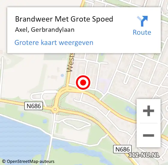 Locatie op kaart van de 112 melding: Brandweer Met Grote Spoed Naar Axel, Gerbrandylaan op 26 oktober 2019 17:39