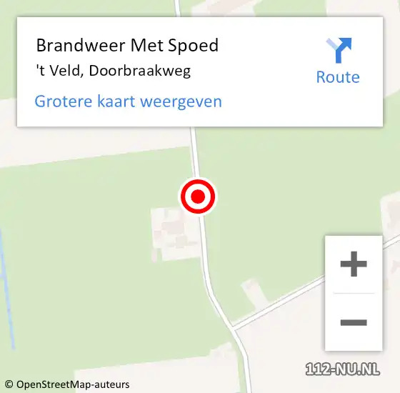 Locatie op kaart van de 112 melding: Brandweer Met Spoed Naar 't Veld, Doorbraakweg op 26 oktober 2019 18:55