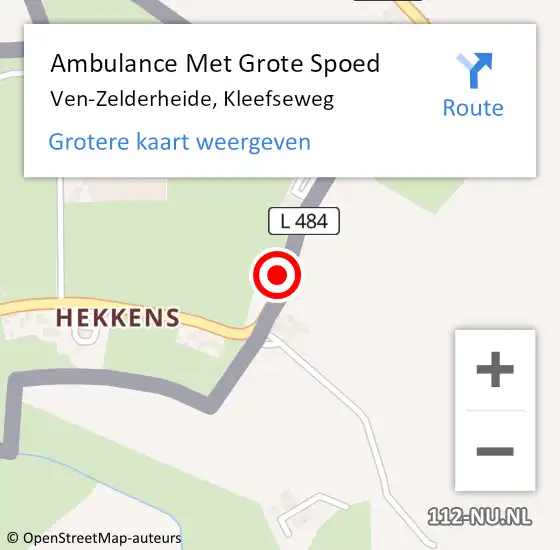 Locatie op kaart van de 112 melding: Ambulance Met Grote Spoed Naar Ven-Zelderheide, Kleefseweg op 17 april 2014 20:05