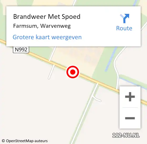 Locatie op kaart van de 112 melding: Brandweer Met Spoed Naar Farmsum, Warvenweg op 26 oktober 2019 19:04