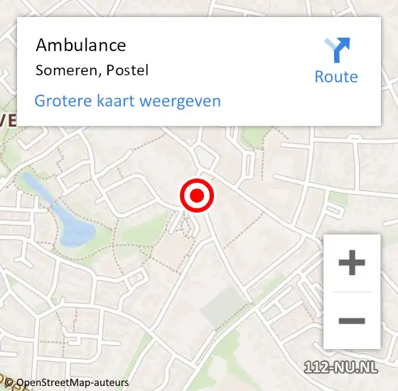 Locatie op kaart van de 112 melding: Ambulance Someren, Postel op 26 oktober 2019 19:15