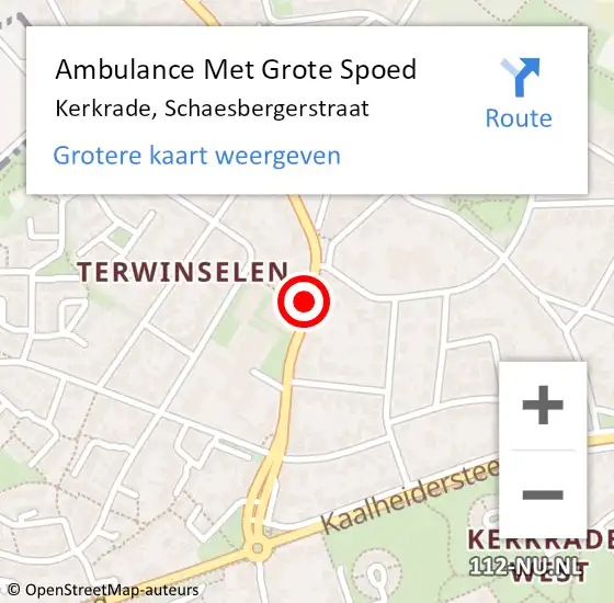 Locatie op kaart van de 112 melding: Ambulance Met Grote Spoed Naar Kerkrade, Schaesbergerstraat op 26 oktober 2019 19:19