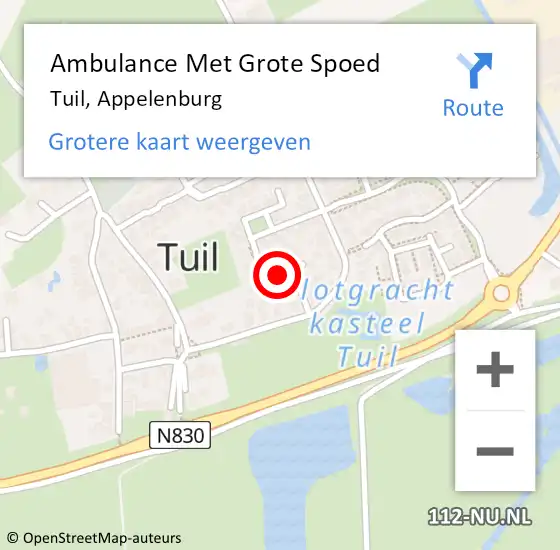 Locatie op kaart van de 112 melding: Ambulance Met Grote Spoed Naar Tuil, Appelenburg op 26 oktober 2019 19:35