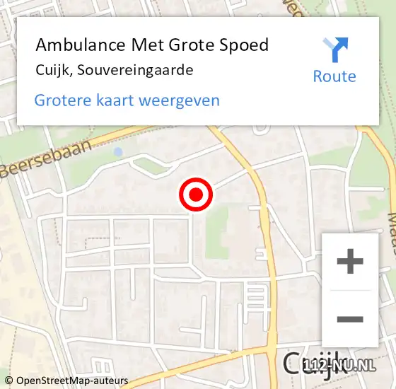 Locatie op kaart van de 112 melding: Ambulance Met Grote Spoed Naar Cuijk, Souvereingaarde op 26 oktober 2019 19:38