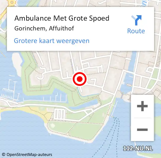 Locatie op kaart van de 112 melding: Ambulance Met Grote Spoed Naar Gorinchem, Affuithof op 26 oktober 2019 19:43