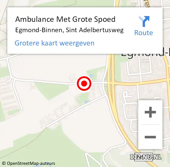 Locatie op kaart van de 112 melding: Ambulance Met Grote Spoed Naar Egmond-Binnen, Sint Adelbertusweg op 26 oktober 2019 20:22