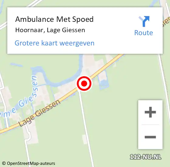 Locatie op kaart van de 112 melding: Ambulance Met Spoed Naar Hoornaar, Lage Giessen op 26 oktober 2019 20:58