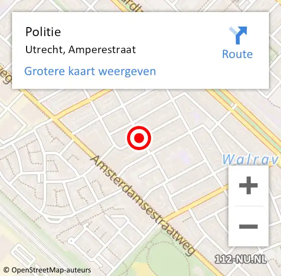 Locatie op kaart van de 112 melding: Politie Utrecht, Amperestraat op 26 oktober 2019 21:04