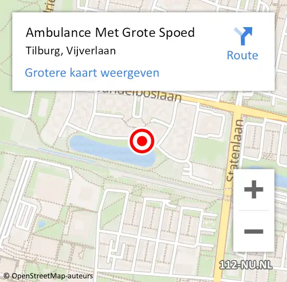 Locatie op kaart van de 112 melding: Ambulance Met Grote Spoed Naar Tilburg, Vijverlaan op 26 oktober 2019 21:17