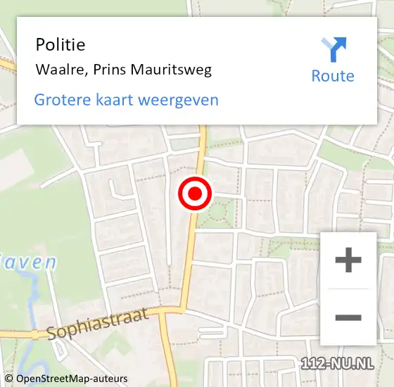 Locatie op kaart van de 112 melding: Politie Waalre, Prins Mauritsweg op 26 oktober 2019 21:36