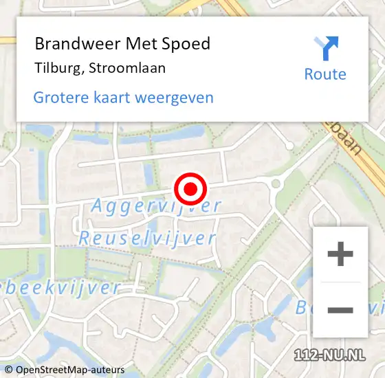 Locatie op kaart van de 112 melding: Brandweer Met Spoed Naar Tilburg, Stroomlaan op 26 oktober 2019 21:50