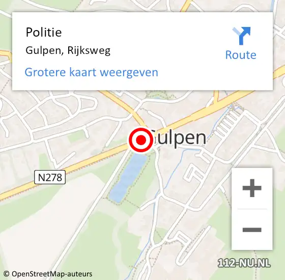 Locatie op kaart van de 112 melding: Politie Gulpen, Rijksweg op 26 oktober 2019 21:52