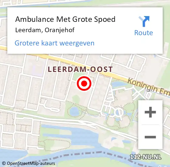 Locatie op kaart van de 112 melding: Ambulance Met Grote Spoed Naar Leerdam, Oranjehof op 26 oktober 2019 22:43