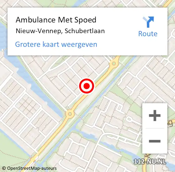 Locatie op kaart van de 112 melding: Ambulance Met Spoed Naar Nieuw-Vennep, Schubertlaan op 26 oktober 2019 23:36