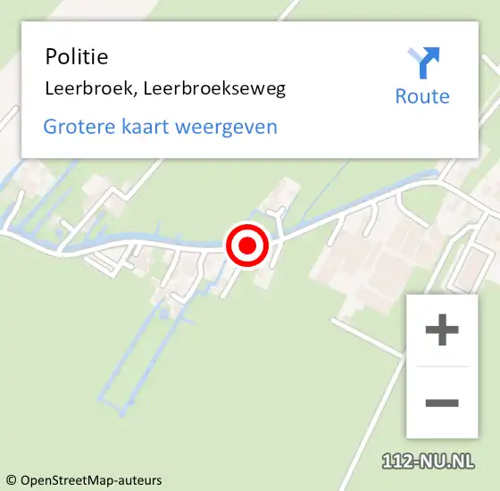 Locatie op kaart van de 112 melding: Politie Leerbroek, Leerbroekseweg op 26 oktober 2019 23:52