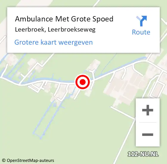 Locatie op kaart van de 112 melding: Ambulance Met Grote Spoed Naar Leerbroek, Leerbroekseweg op 26 oktober 2019 23:55