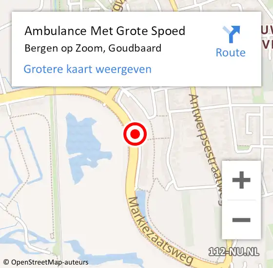Locatie op kaart van de 112 melding: Ambulance Met Grote Spoed Naar Bergen op Zoom, Goudbaard op 27 oktober 2019 00:14