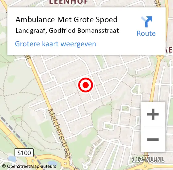 Locatie op kaart van de 112 melding: Ambulance Met Grote Spoed Naar Landgraaf, Godfried Bomansstraat op 17 april 2014 20:42