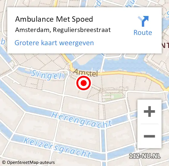 Locatie op kaart van de 112 melding: Ambulance Met Spoed Naar Amsterdam, Reguliersbreestraat op 27 oktober 2019 02:42