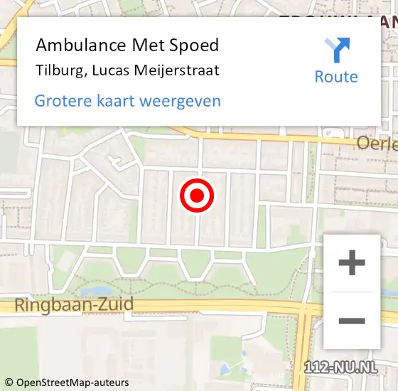 Locatie op kaart van de 112 melding: Ambulance Met Spoed Naar Tilburg, Lucas Meijerstraat op 27 oktober 2019 02:52