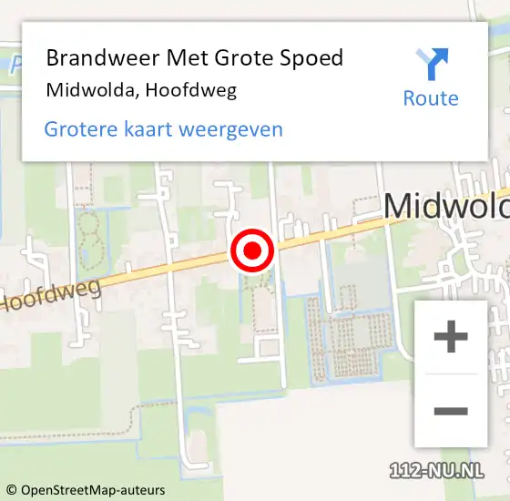 Locatie op kaart van de 112 melding: Brandweer Met Grote Spoed Naar Midwolda, Hoofdweg op 27 oktober 2019 06:17