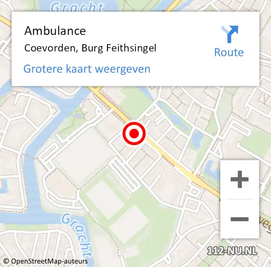 Locatie op kaart van de 112 melding: Ambulance Coevorden, Burg Feithsingel op 27 oktober 2019 09:05