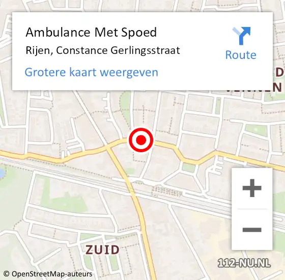 Locatie op kaart van de 112 melding: Ambulance Met Spoed Naar Rijen, Constance Gerlingsstraat op 27 oktober 2019 09:32