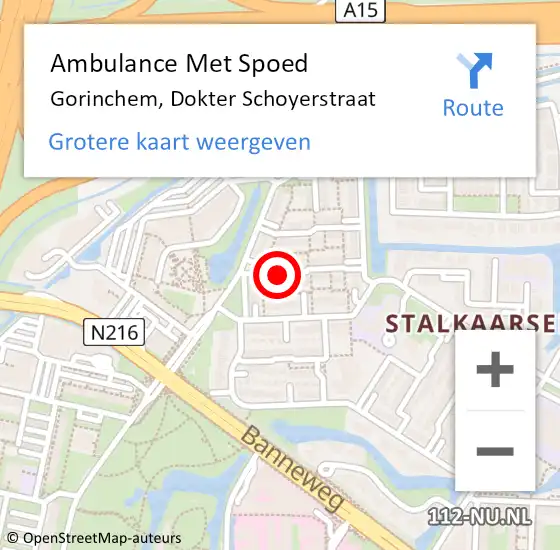 Locatie op kaart van de 112 melding: Ambulance Met Spoed Naar Gorinchem, Dokter Schoyerstraat op 27 oktober 2019 10:49