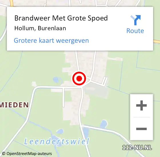 Locatie op kaart van de 112 melding: Brandweer Met Grote Spoed Naar Hollum, Burenlaan op 27 oktober 2019 12:33