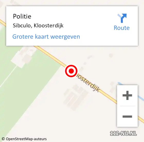 Locatie op kaart van de 112 melding: Politie Sibculo, Kloosterdijk op 27 oktober 2019 12:38