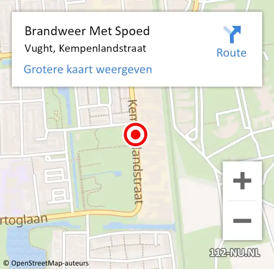 Locatie op kaart van de 112 melding: Brandweer Met Spoed Naar Vught, Kempenlandstraat op 27 oktober 2019 12:48