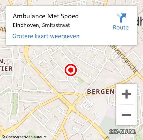 Locatie op kaart van de 112 melding: Ambulance Met Spoed Naar Eindhoven, Smitsstraat op 27 oktober 2019 13:25