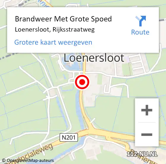 Locatie op kaart van de 112 melding: Brandweer Met Grote Spoed Naar Loenersloot, Rijksstraatweg op 27 oktober 2019 13:46