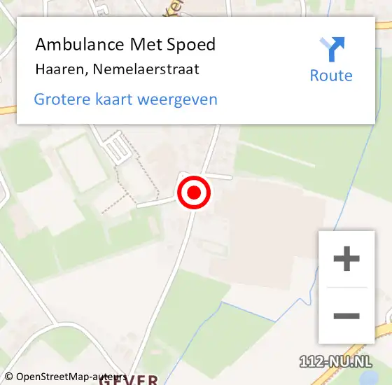 Locatie op kaart van de 112 melding: Ambulance Met Spoed Naar Haaren, Nemelaerstraat op 27 oktober 2019 14:42