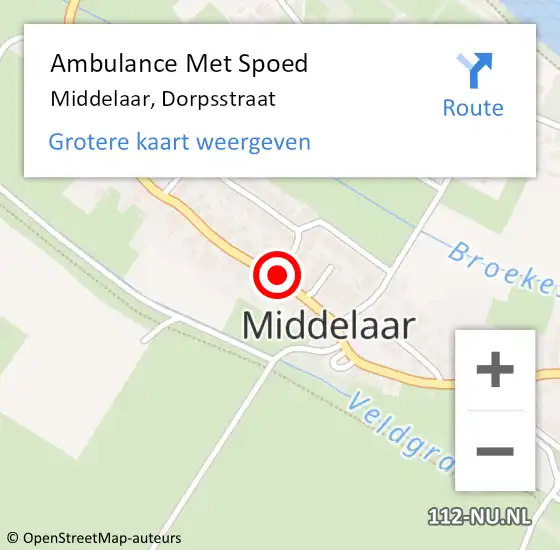 Locatie op kaart van de 112 melding: Ambulance Met Spoed Naar Middelaar, Dorpsstraat op 27 oktober 2019 15:03