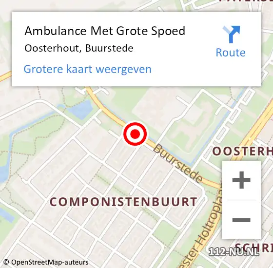 Locatie op kaart van de 112 melding: Ambulance Met Grote Spoed Naar Oosterhout, Buurstede op 27 oktober 2019 16:21